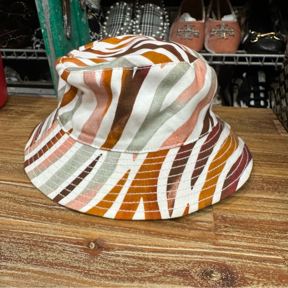 Ann Taylor Multicolored Zebra Stripe Bucket Hat